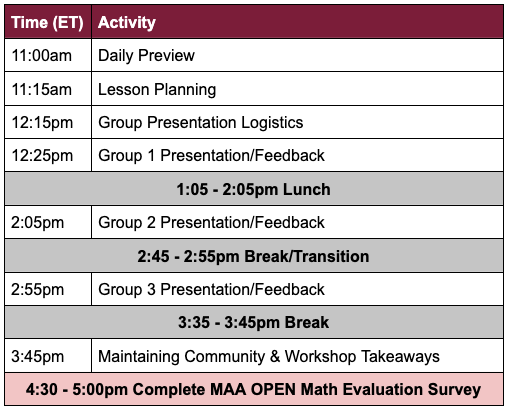 Day 4 Schedule